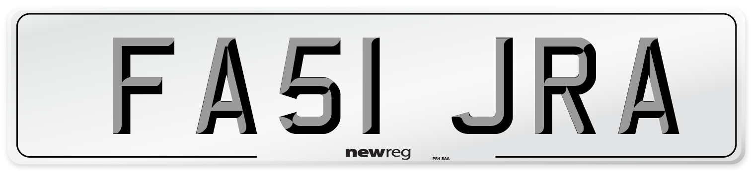 FA51 JRA Number Plate from New Reg